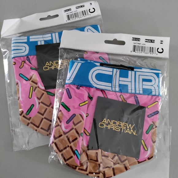 Andrew Christian jock ice cream pink rainbow SML NWT - Picture 6 of 7